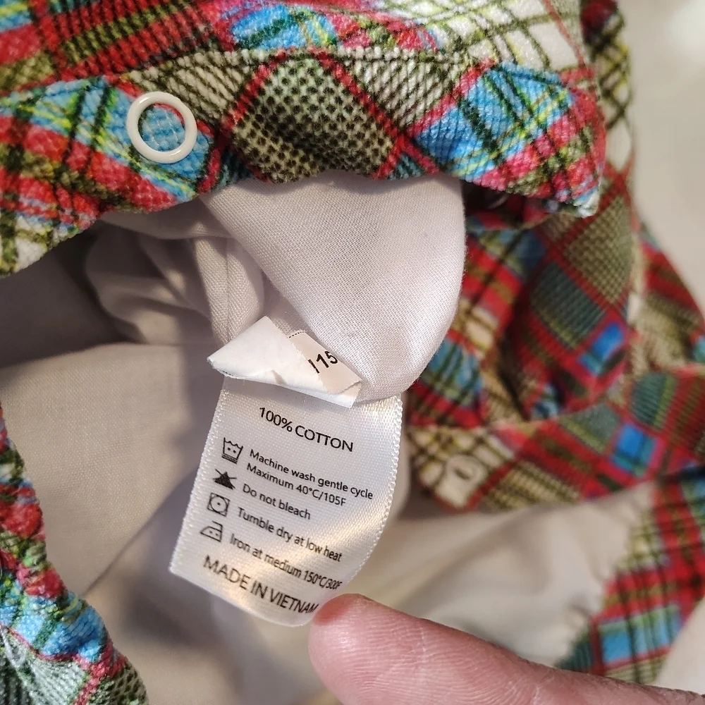 Cecil and Lou Girls Plaid Corduroy Romper Peter Pan Collar Red Trim Size 18 Mo - Picture 5 of 7